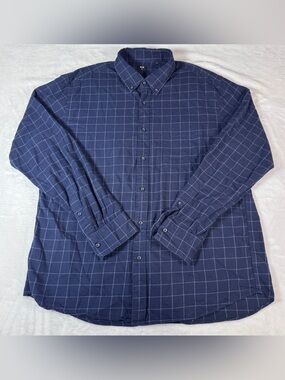 Uniqlo Men’s XL Navy Windowpane Check Long Sleeve Button Down Shirt